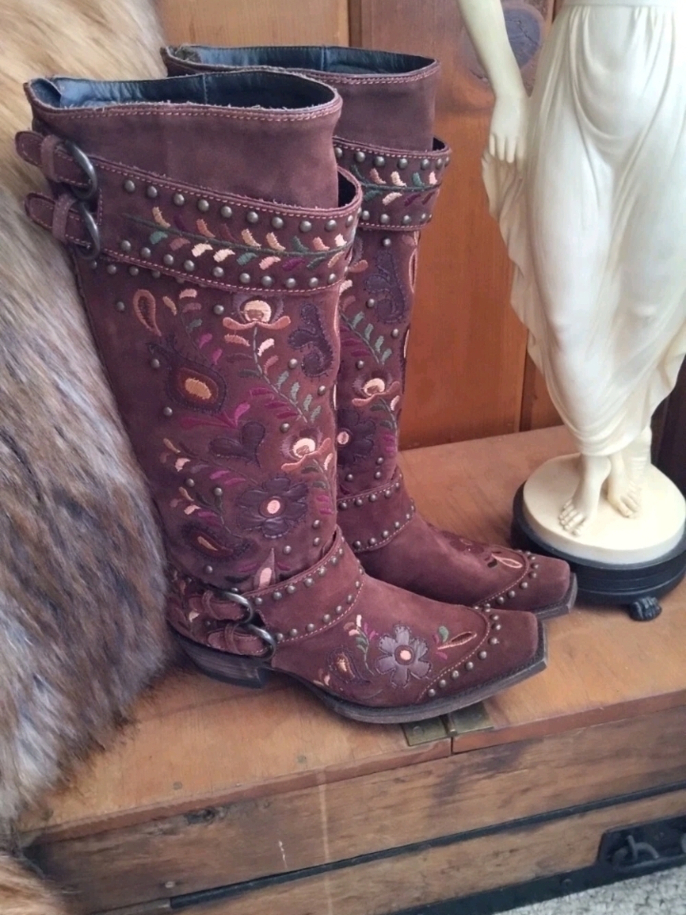 Double D Ranch  Old Gringo Embroidered Brown Zip Up Western Boots Size 9 New - Picture 5 of 9